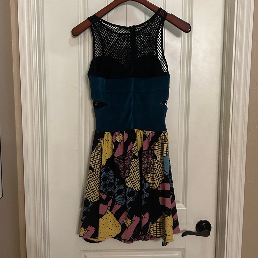 Nightmare Christmas Sally black mesh teal patchwork Dress - Picture 3 of 3